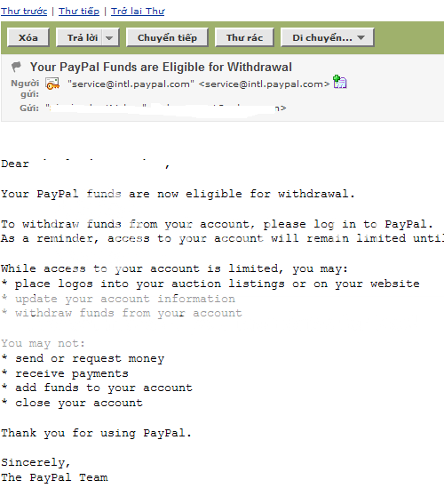 withdrawal email paypal Giải Pháp PayPal Verified Hiệu Quả Cho Blogger Việt Nam